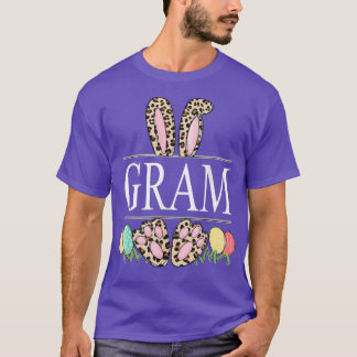 gram Bunny Leopard Grandma Easter Day Rabbit Eggs  T-Shirt