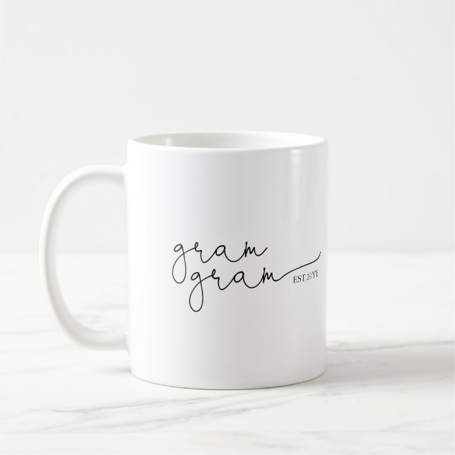 Gram Gram Est Script Mug (Left)