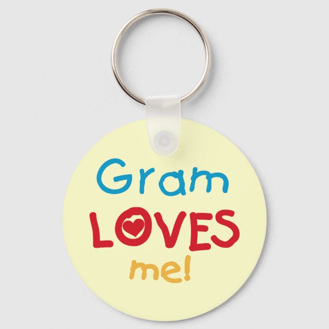 Gram Loves Me T-shirts and Gifts Keychain (Front)