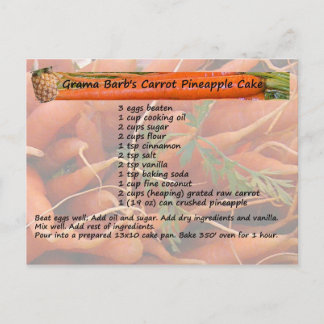 GramaBarb's Carrot Pineapple Cake Postcard
