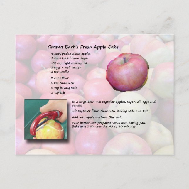 GramaBarb's Fresh Apple Cake Postcard (Front)
