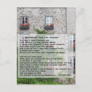 GramaBarb's Tuna Corn Chowder Recipe Postcard