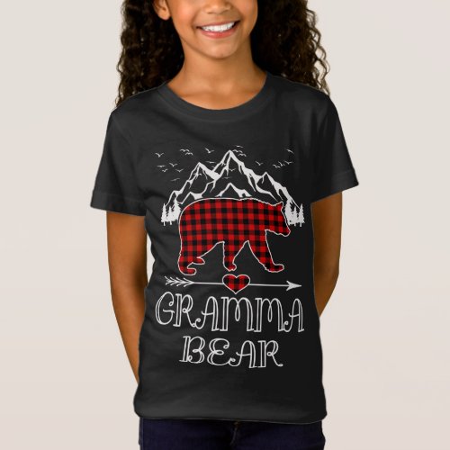 Gramma BearRed Buffalo Plaid Grandma Bear Pajama T_Shirt