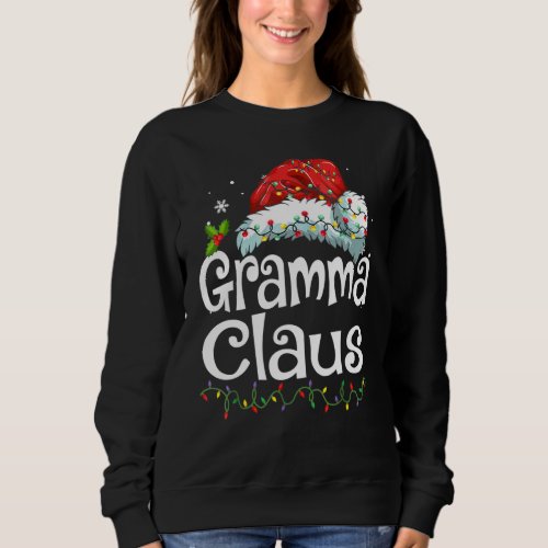 Gramma Claus Santa Hat Christmas Pajama Family Mat Sweatshirt