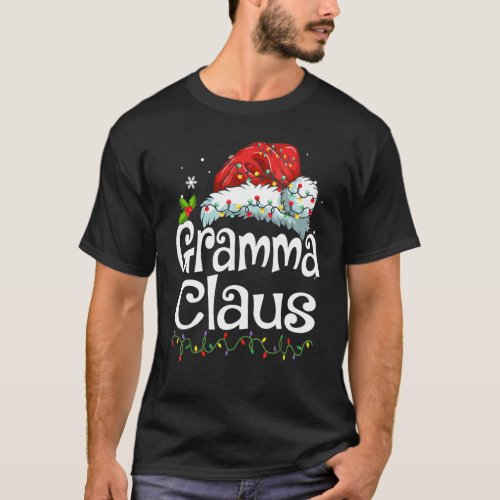 Gramma Claus Santa Hat Christmas Pajama Family Mat T-Shirt
