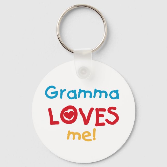Gramma Loves Me T-shirts and Gifts Keychain (Front)