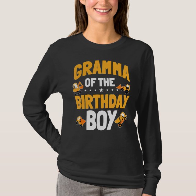 Gramma Of The Birthday Boy Construction Worker Bda T-Shirt (Front)