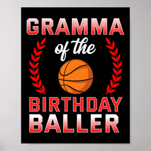 Gramma Of The Birthday Boy Sketll Bday Celebration Poster