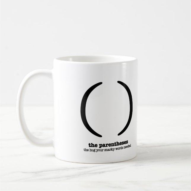 Grammar Coffee Mug Parentheses Punctuation Humor (Left)