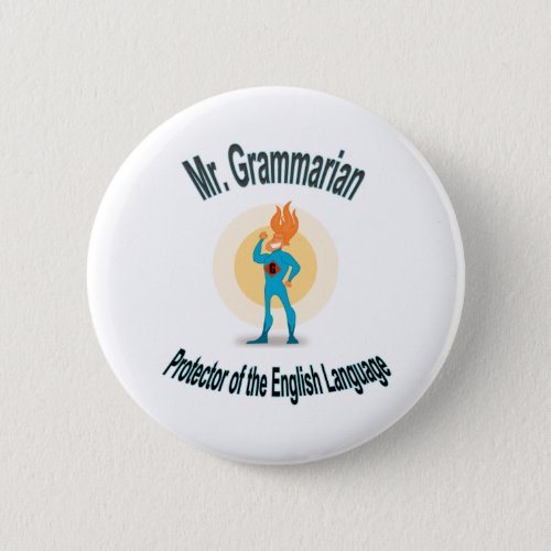 Grammar Fanatic Superhero Pin