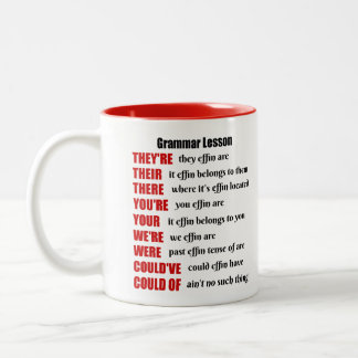 Grammar Lesson Humor They're Their There Two-Tone Coffee Mug