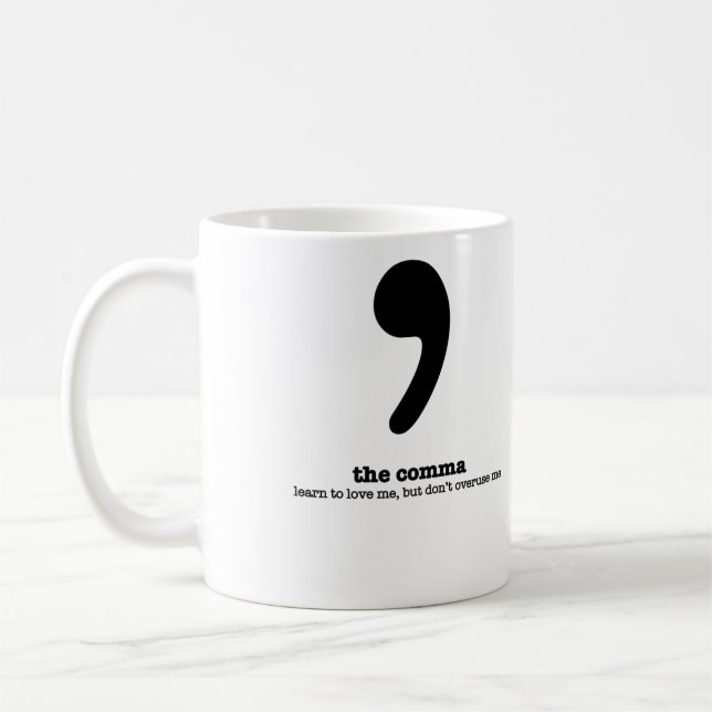 Grammar Mug Comma Humor Grammatical Gift (Left)