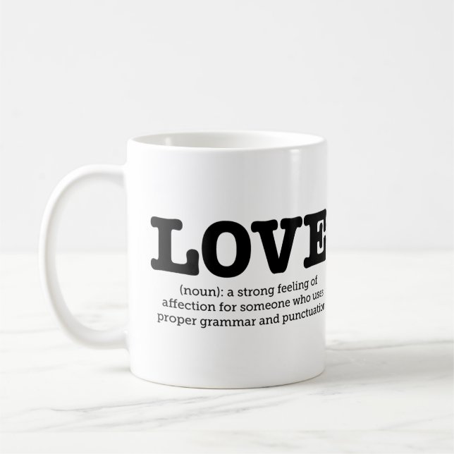 Grammar Mug Love Definition English Grammar Nerd (Left)