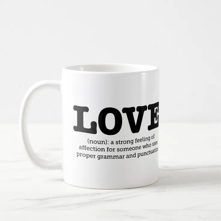 Grammar Mug Love Definition English Grammar Nerd Zazzle
