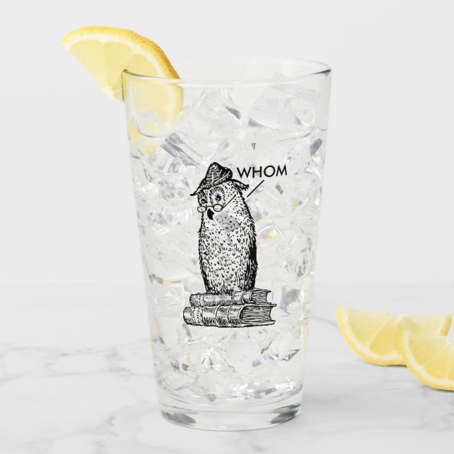 Grammar Owl Says Whom Glass (Front Ice)