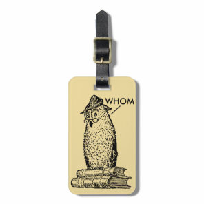 Grammar Owl Says Whom Luggage Tag