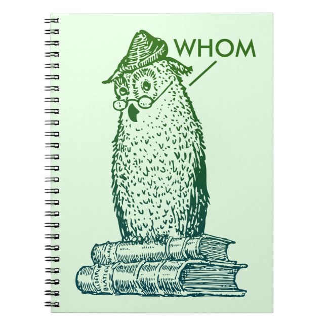 Grammar Owl Says Whom Notebook (Front)