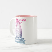 Grammar Owl Says Whom Two-Tone Coffee Mug (Front Left)
