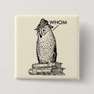 Grammar Owl Who/Whom Button