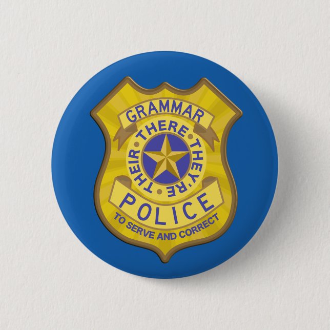 Grammar Police Badge Button (Front)
