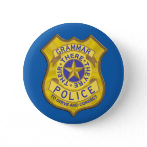 Grammar Police Badge Button