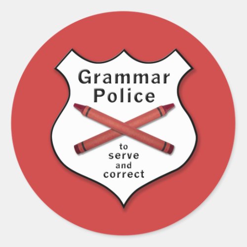 Grammar Police Badge Classic Round Sticker