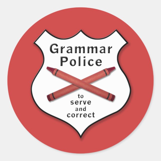 Grammar Police Badge Classic Round Sticker (Front)