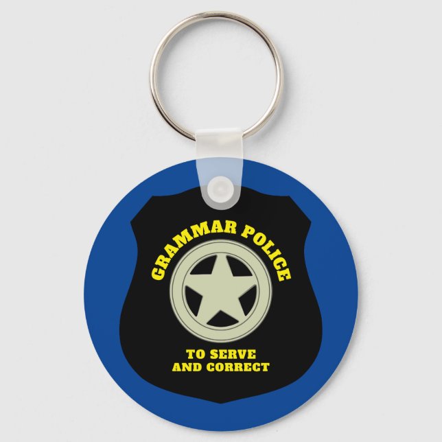 Grammar Police Badge Keychain (Front)