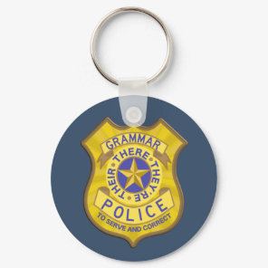Grammar Police Badge Keychain