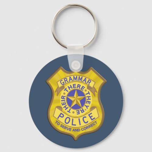 Grammar Police Badge Keychain