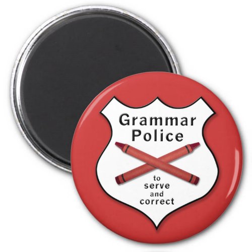 Grammar Police Badge Magnet