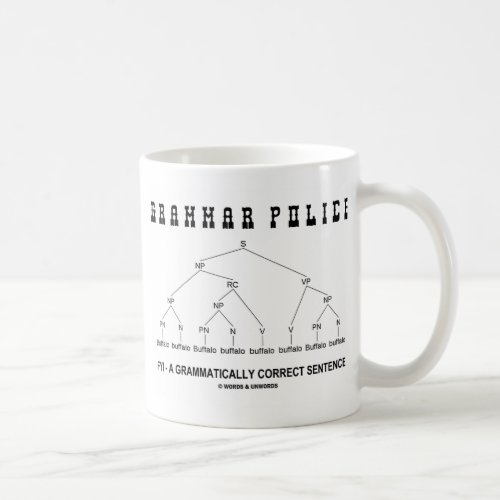 Grammar Police Buffalo 8 Times Correct Sentence Coffee Mug