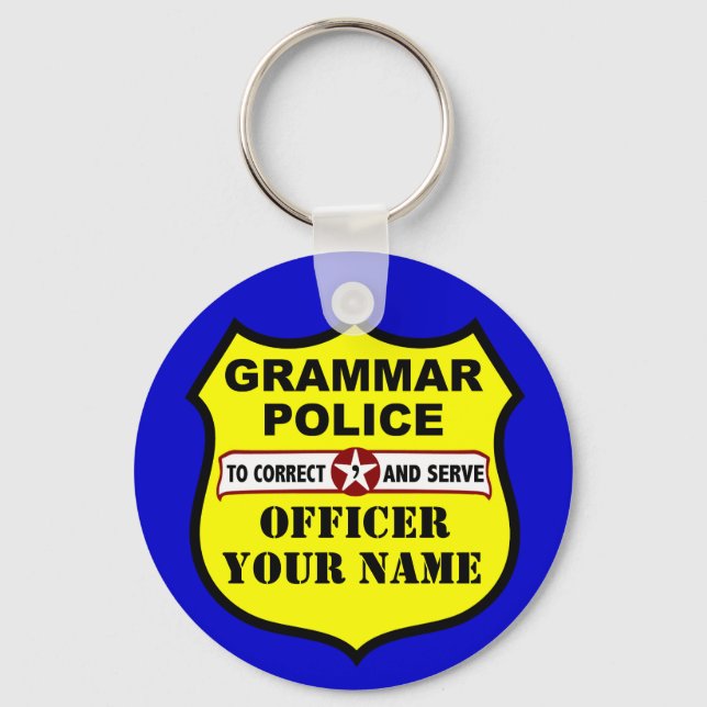 Grammar Police Customizable Keychain (Front)