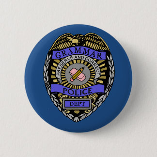 Grammar Police Dept Badge Pencil Eraser Button
