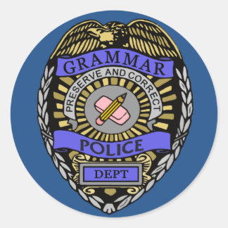 Grammar Police Dept Badge Pencil Eraser Classic Round Sticker