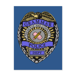 Grammar Police Dept Badge Pencil Eraser Postcard