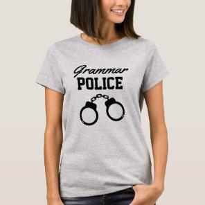 Grammar Police funny grey t shirt for teacher