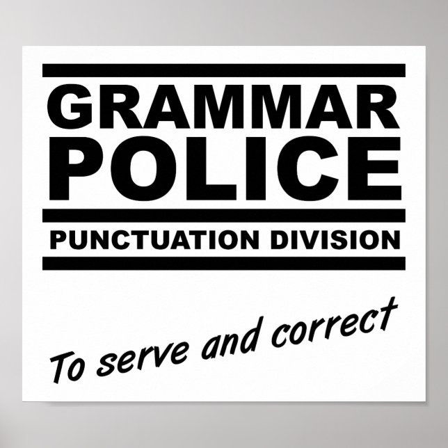 Grammar Police Funny Poster (Front)