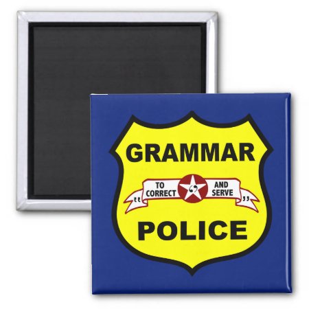 Grammar Police Square Magnet