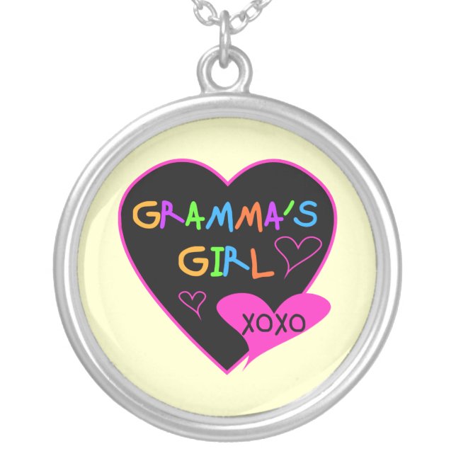 Gramma's Girl Tshirts, Mugs, Buttons, Cases, Hats Silver Plated Necklace (Front)