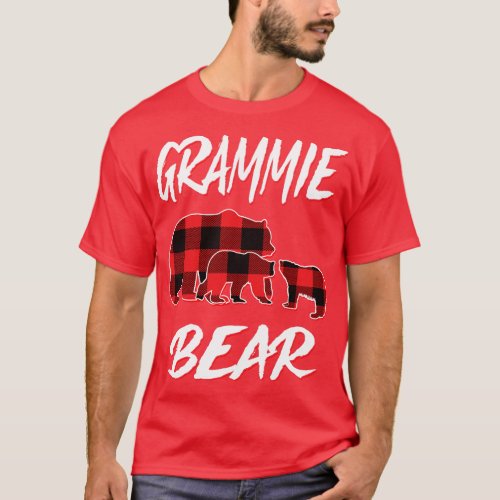 Grammie Bear Red Plaid Christmas Pajama Matching F T_Shirt