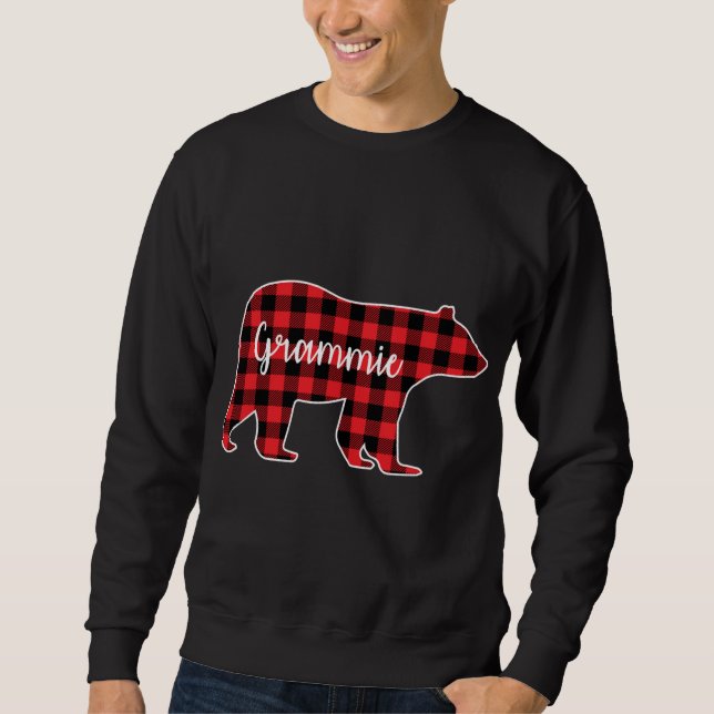 Grammie Bear Red Plaid Family Matching Christmas P Sweatshirt (Front)