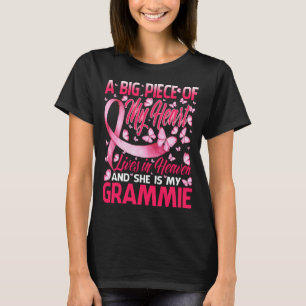 Grammie In Heaven Butterfly Awesome Breast Cancer  T-Shirt
