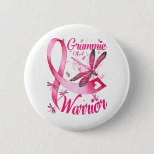 Grammie Of A Warrior Dragonfly Breast Cancer Button