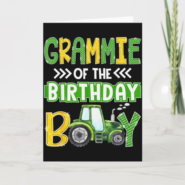Grammie Of The Birthday Boy Tractors Farm Trucks F Card (Front)