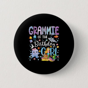 Grammie Of The Birthday Girl Mermaid Ocean Aquariu Button