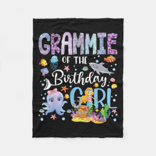 Grammie Of The Birthday Girl Mermaid Ocean Aquariu Fleece Blanket