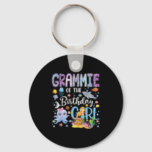 Grammie Of The Birthday Girl Mermaid Ocean Aquariu Keychain