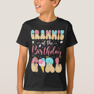 Grammie of The Birthday Girl Sweet Ice Cream Drip T-Shirt