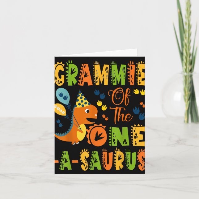 Grammie Of The One-a-saurus 1st Birthday Dinosaur  Card (Front)
